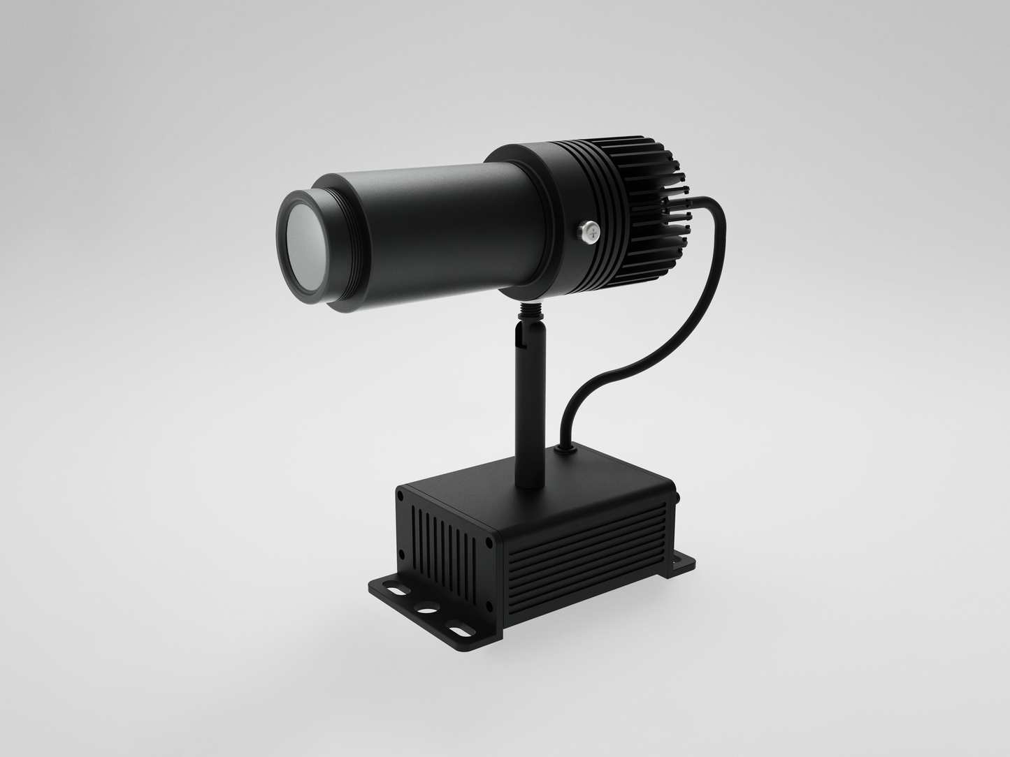Black freestanding 10 watt gobo projector.