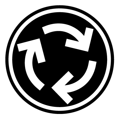 Circular 'roundabout' safety signage gobo.