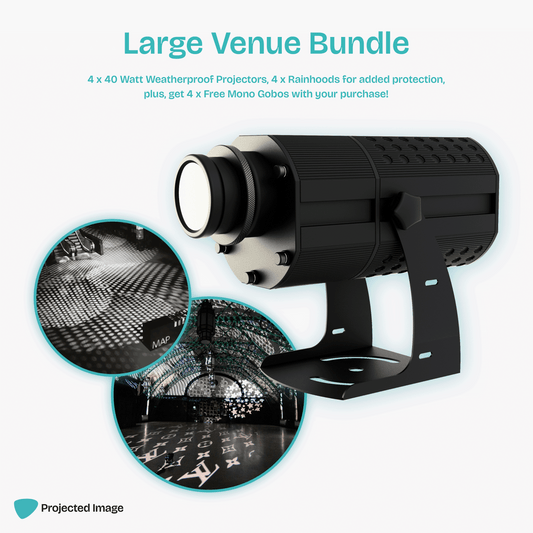 Small venue projection bundle featuring 40 watt gobo projectors and a range of pattern projections.