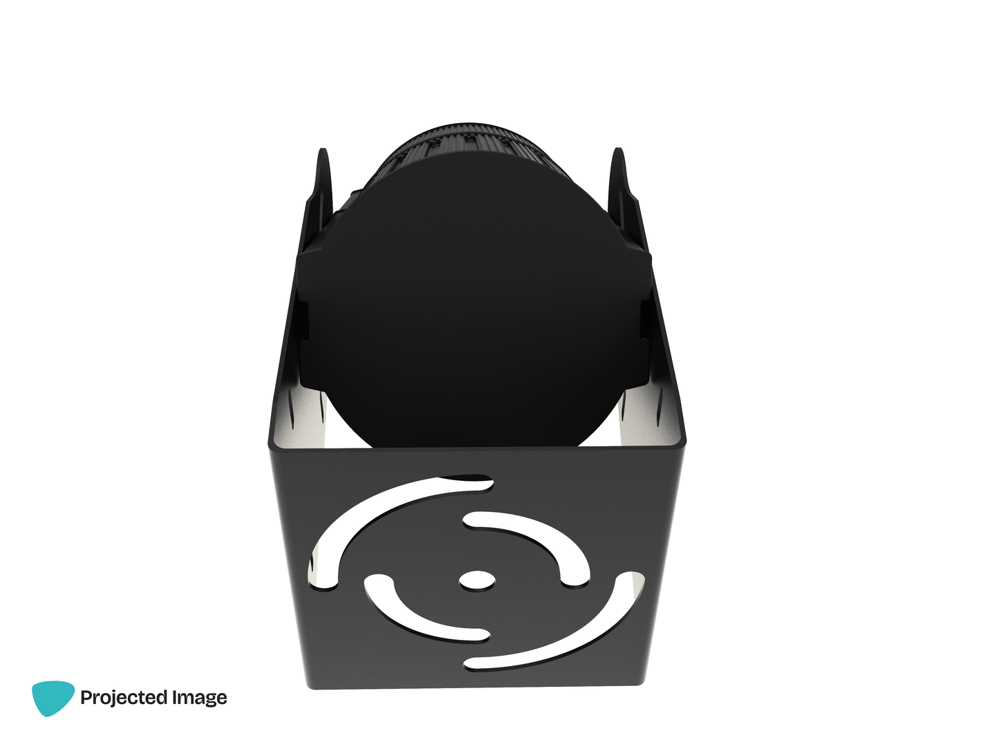 Black LED gobo projector from below.
