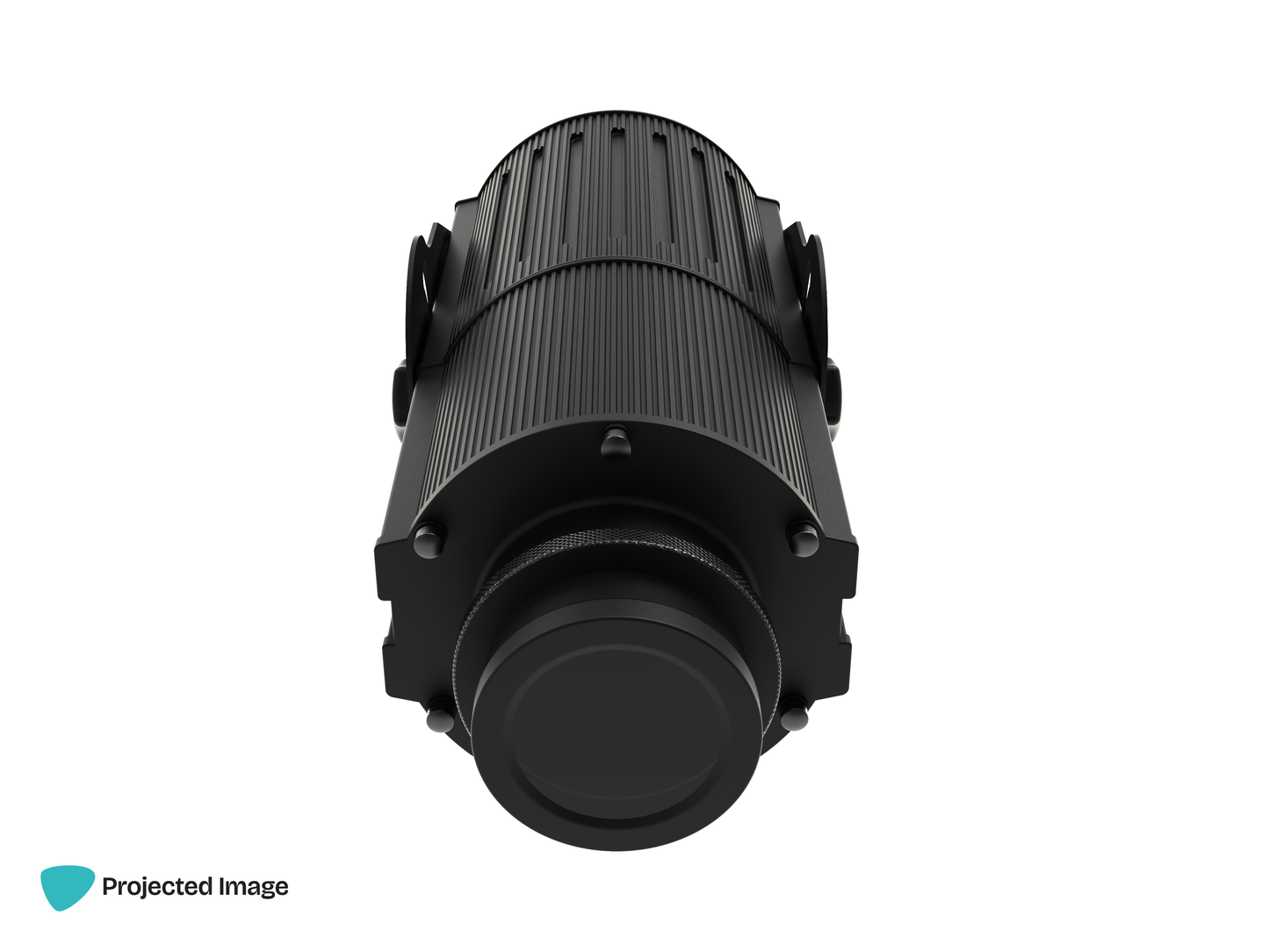Black LED gobo projector from top view.