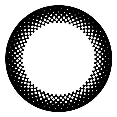 White circle with smaller halftone dots gobo.