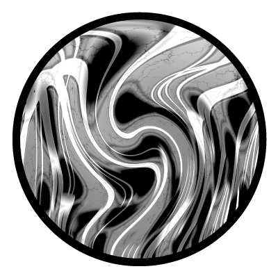 Greyscale marble swirl pattern on a black circle gobo.