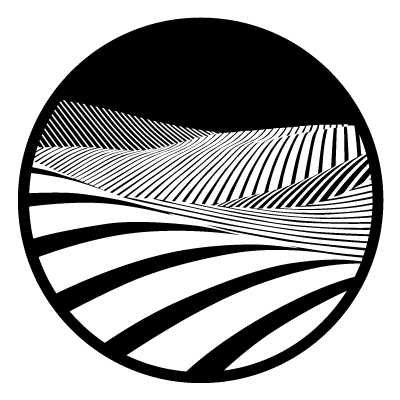 White striped hills on a black circle gobo.