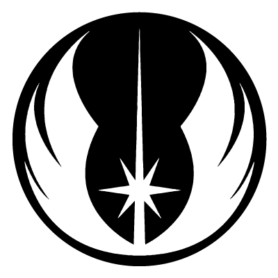 White Jedi symbol on a black circle gobo.