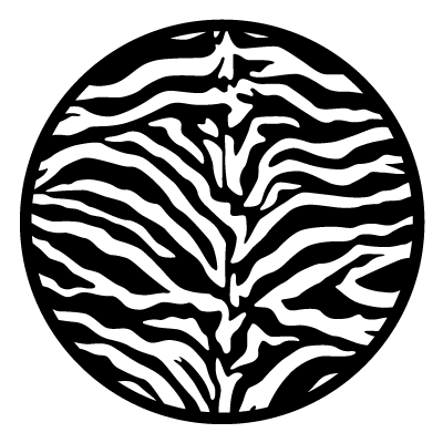White tiger stripe print on a black circle gobo.