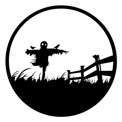 Spooky scarecrow in a field gobo.