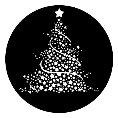 White Christmas tree made up of small white stars Christmas gobo.
