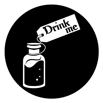 Drink me potion bottle gobo.
