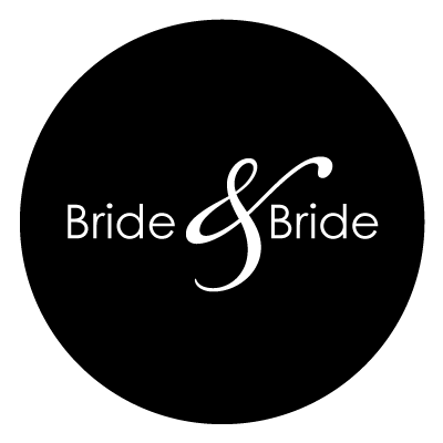 White "Bride & Bride" text on a black circle.