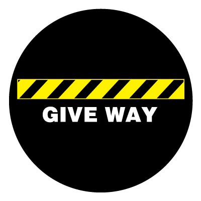 Yellow 'Give way' safety signage gobo.