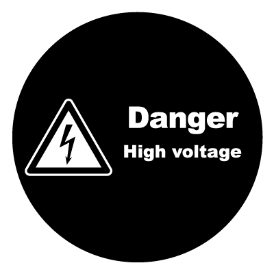 Danger high voltage safety signage gobo.