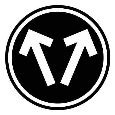 Circular 'Split direction' safety signage gobo.