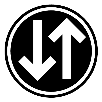 Circular '2 way direction' safety signage gobo.
