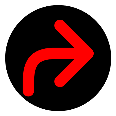 Red wayfinder turn right safety signage gobo.