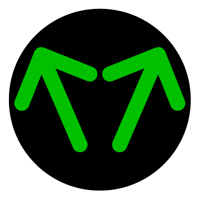 Green split direction wayfinder safety signage gobo.