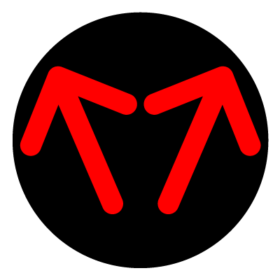 Red split direction wayfinder safety signage gobo.