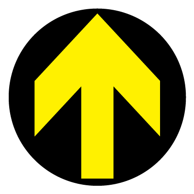 Yellow arrow safety signage gobo.