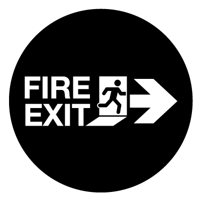 Fire exit right safety signage gobo.