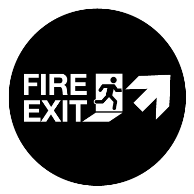 Fire exit up right safety signage gobo.