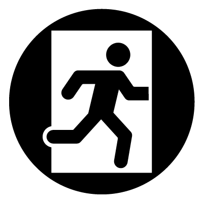 Fire exit person safety signage gobo.