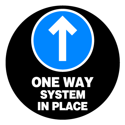 Blue 'one way system' safety signage gobo.