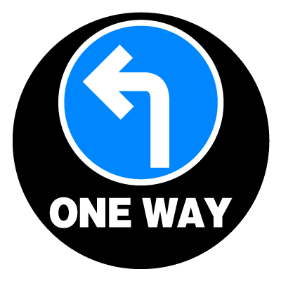 Blue 'One way left' safety signage gobo.