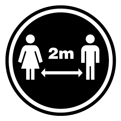 Circular '2m social distancing' social distancing signage gobo.