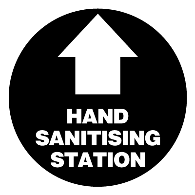 Hand sanitising ahead safety signage gobo.