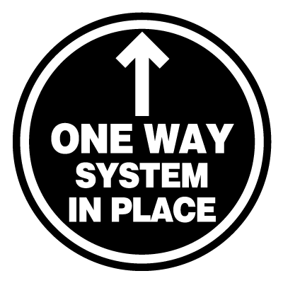 Circular 'one way system' safety signage gobo.