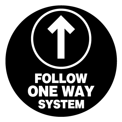 Follow one way system safety signage gobo.