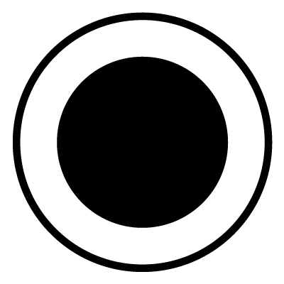 Thick white hollow circle on a black circle gobo.