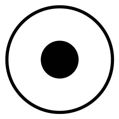 Wide white hollow circle on a black circle gobo.