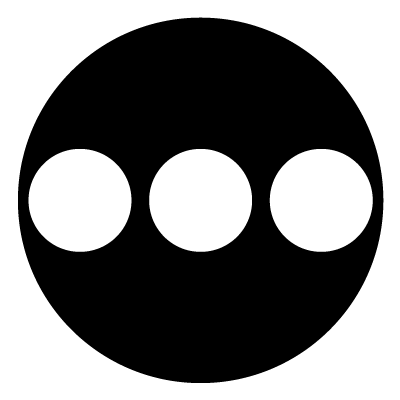 Three white circles in a row on a black circle gobo.