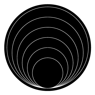 6 thin white offset lines on a black circle gobo.
