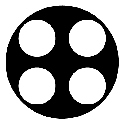 4 white circles in a 2x2 grid on a black circle gobo.