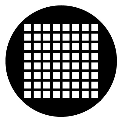 8x8 grid of white squares on a black circle gobo.
