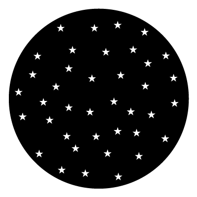 Small white stars scattered randomly on a black circle gobo.