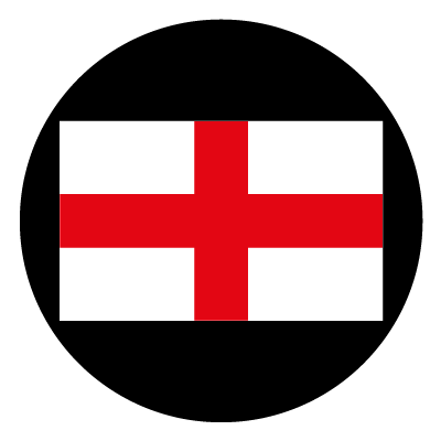 England flag on a black circle gobo.