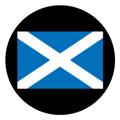 Scotland flag on a black circle gobo.