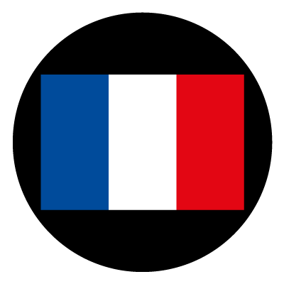 France flag on a black circle obo.