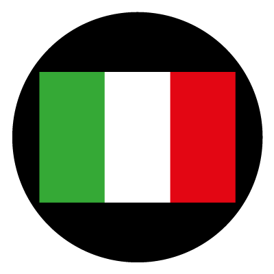Italy flag on a black circle gobo.