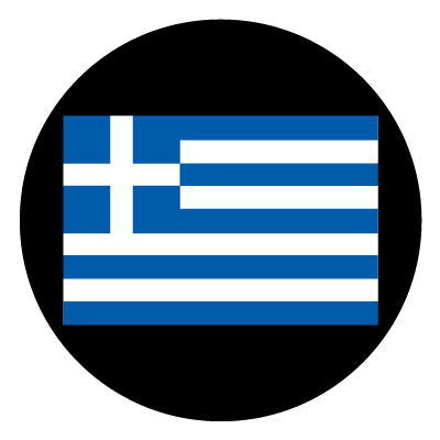 Greece flag on a black circle gobo.