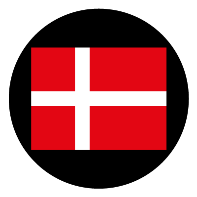 Denmark flag on a black circle gobo.