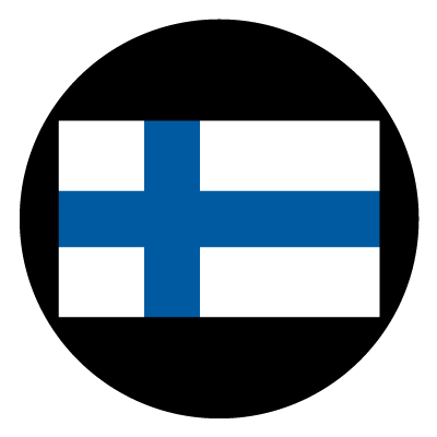 Finland flag on a black circle gobo.