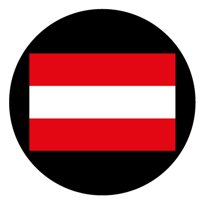Austria flag on a black circle gobo.