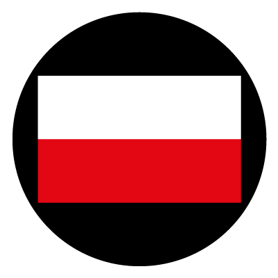 Poland flag on a black circle gobo.
