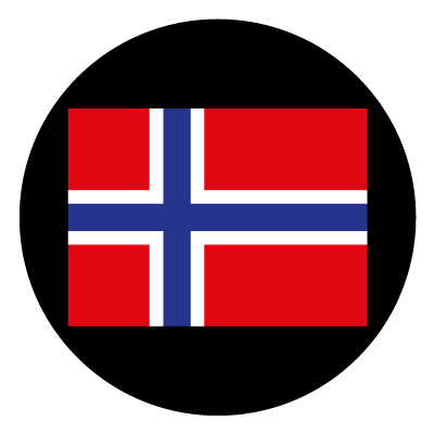 Norway flag on a black circle gobo.