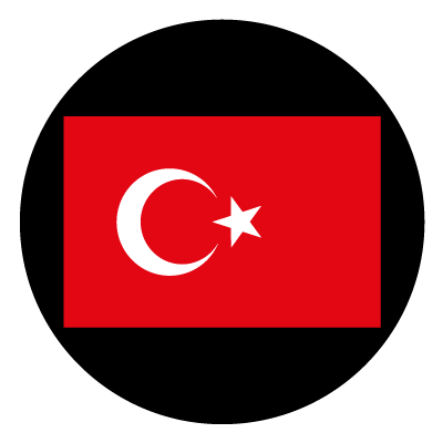 Flag of Turkey on a black circle gobo.