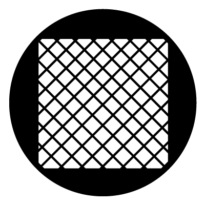 White square window with black diagonal cross hatch lines. On a black circle.